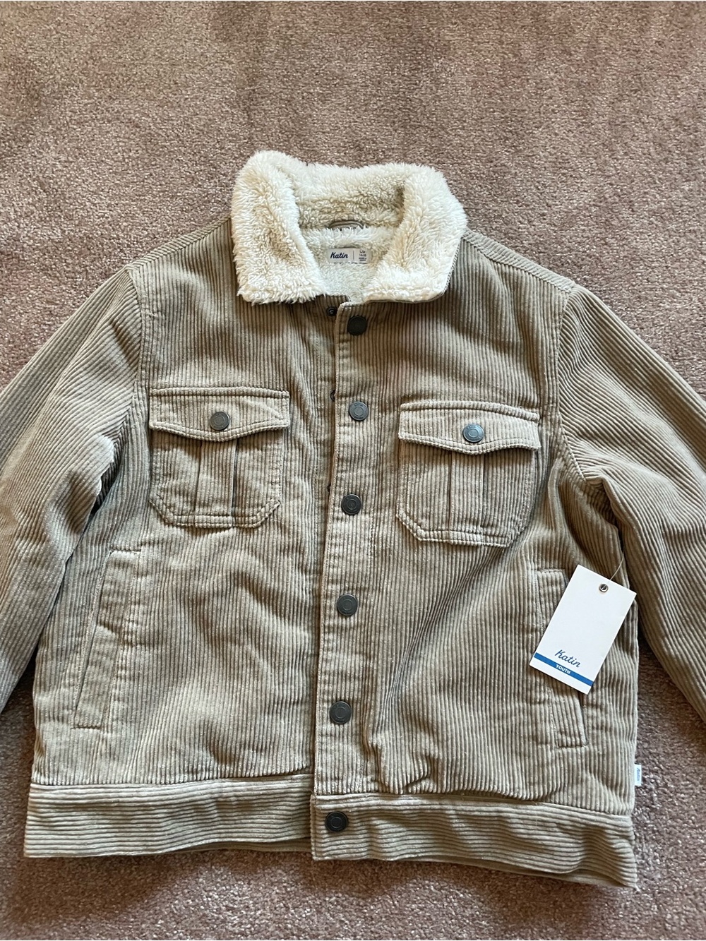 Katin Tan Corduroy Jacket with Cream Sherpa Collar